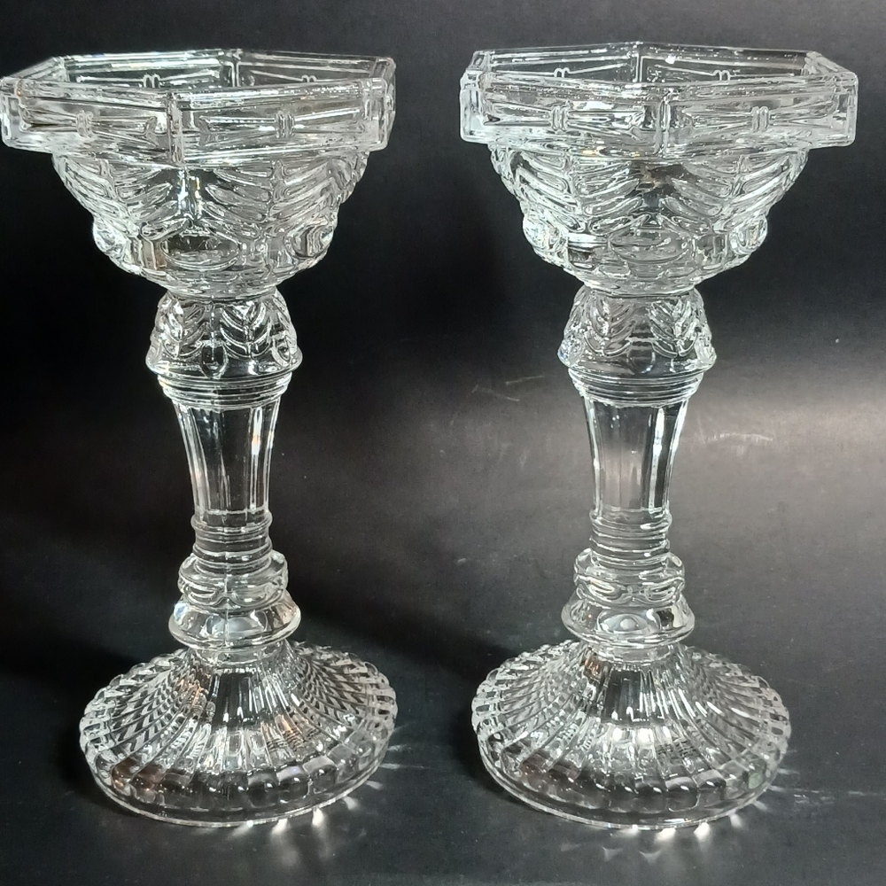 8" Shannon Crystal Designs of Ireland Display Pedestal Pillar Candle Holders